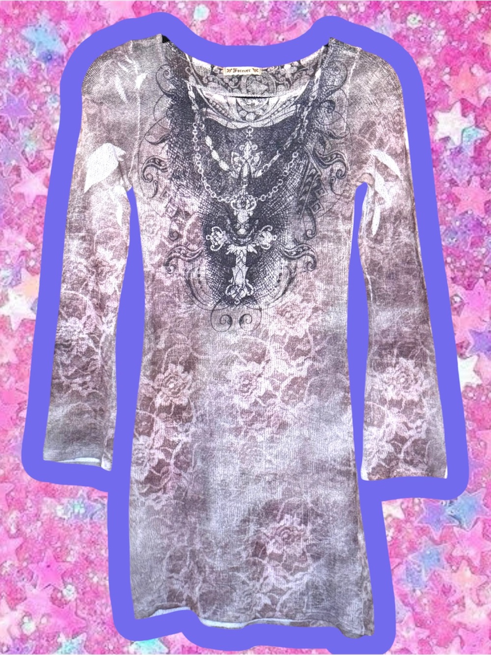 Forever 21 vintage y2k bell sleeve minidress XS S dress ed hardy affliction